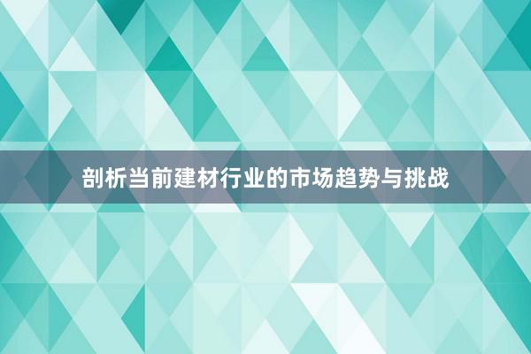 剖析当前建材行业的市场趋势与挑战